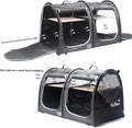 Mispace Portable Twin Compartment Show House Cat Cage Condo,Comfy Puppy Home Dog Travel Crate with Carry Bag/2 Hammocks/Mats & Collapsible Litter Box