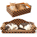 Markarbarka 27 Inch Cat Couch Scratcher, Large Cardboard Box with Durable Scratch Pad for Cats, Comfortable Cat Scratching Sofa & Cozy Nest with Reversible Scratchers