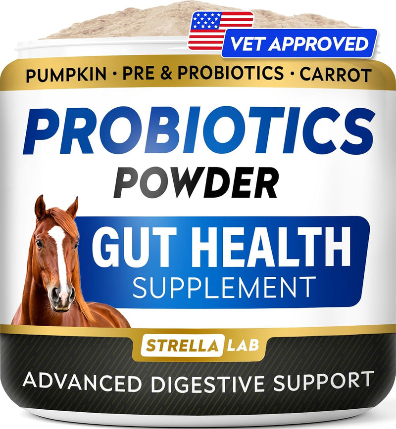 STRELLALAB Horse Probiotic Powder, 240 Servings – Equine Gut Supplement