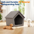 Bifanuo Dog House Outdoor Indoor for Small Dogs - Plastic Pet Shelter, Easy-Assemble & Weather-Resistant for Living Room, Balcony (Grey, 18" L x 22.4" W x 22.2" H)