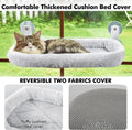 AMOSIJOY Cordless Cat Window Perch with Cushion Bed Metal Frame, L Gray