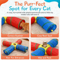 Dr. Fluffyyes Cat Toys - 4-Way Tunnel for Indoor Cats with Peek Hole & 2 Mice - Large Foldable Rainbow Tube with Hanging Ball for Kittens, Rabbits, Small Dogs - Ideal Cat Toy