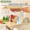 17 in 1 Clear Acrylic Hamster Cage with All Accessories,13.5''L* 10''W* 21''H Dwarf Hamster Cage,Magnetic Connection Sma