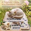 Cat Memorial Stones Grave Markers with A Sleeping Cat Statue on The Top - Cat Garden Stones Grave Stones Cemetery Marker