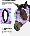 Harrison Howard Stretch Fly Mask with Forelock Opening and Patterns Comfortable Breathable Snug Fitting Horse Fly Mask F