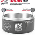 Tuff Pupper 100 oz Heavy Duty Insulated Stainless Steel Dog Bowl for Large Dogs, Non-Slip Base, Dishwasher Safe