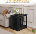 Hzuaneri 27.2" Dog Crate Furniture with Barn Door, Heavy Duty Dog Kennel Indoor with 2 Doors, Wooden Pet Cage End Table for Small Medium Dogs up to 22 lb, Anti-Chew Anti-Escape, Black DFC84304B