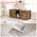 MAHANCRIS Cat Litter Box Enclosure for 2 Cats, 47.2" Hidden Litter Box Furniture with Double Room, Wooden Cat Washroom w