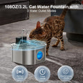 Cat Water Fountain Wireless,Stainless Steel-Rechargeable- Battery Operated Cat Water Fountain,108oz/ 3.2l Automatic Cord