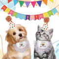 Cat Birthday Hat and Bandana Scarf, Cat Birthday Outfit Party Hat Dog Costumes Cute Lace Puppy Bib Scarf Party Decorations Set for Small Medium Cats & Doggy