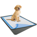 TidyFriend Dog Pee Pad Holder Tray Fits for 27.5” x 44” Wee Wee Pee Pads - Stable Grip, Raised Edges, Quick-Wipe Silicone Surface Dog Potty Tray Holder for Indoor Flooring Protection (Grey)