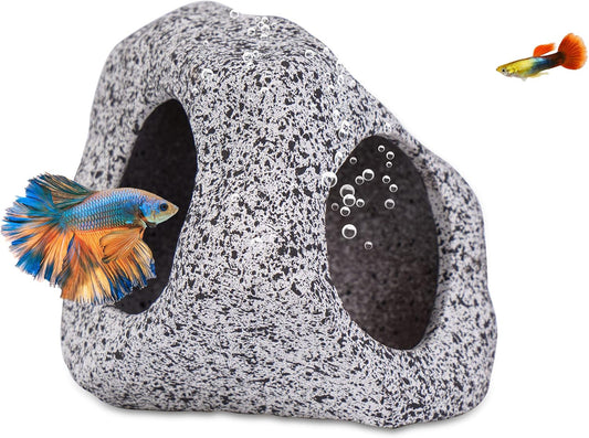 Ameliade Betta Fish Tank Rock Cave Decor Aquarium Accessories, Medium