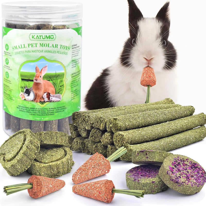 KATUMO Rabbit Chew Toys, Bunny Treats Natural Timothy Hay Sticks