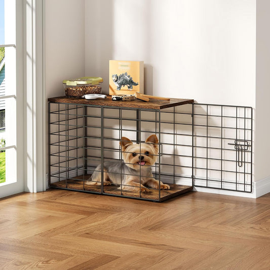 24in Extra Small Dog Crate Furniture, Indoor Kennel End Table under 10 lb，Stylish Durable Indoor Dog Kennel with Storage
