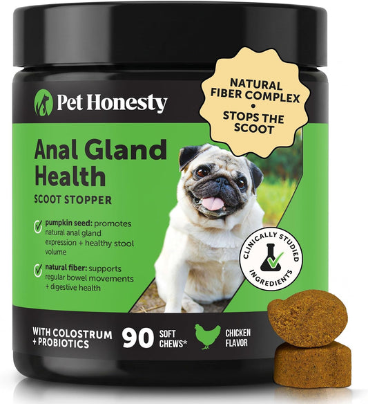 Pet Honesty Scoot Stopper Anal Gland Chews for Dogs with Pumpkin, 90 Ct