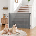 Babepai Retractable Baby Gates Extra Wide | 55" Wide x 34" Tall Dog Gates for Stairs | Indoor/Outdoor Use | Child Gates for Doorways, Deck, Porch, Hallways, Patio - Gray