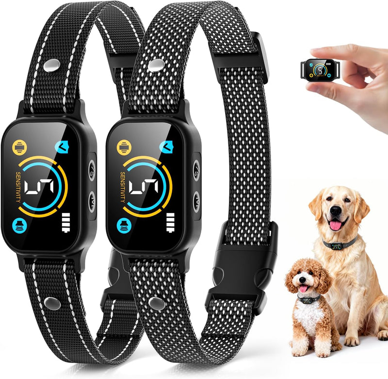 2 Pack Bark Collar, Smart Dog Bark Collar for Large Medium Small Dogs, Rechargeable Ultra-Light Training Collar with Bee