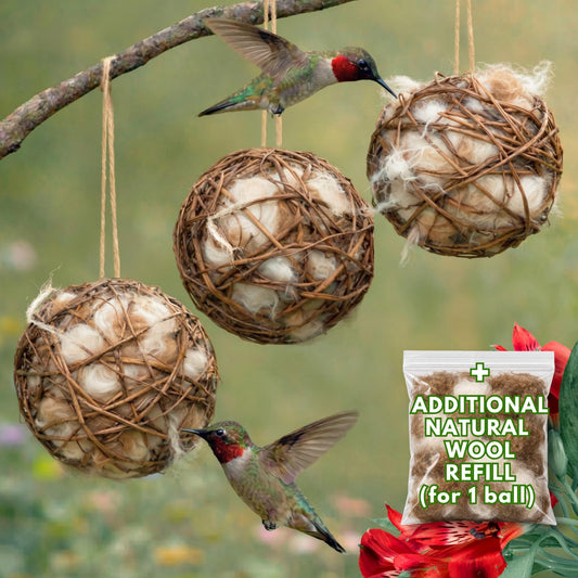 Hummingbird Nesters Bird Nesting Material Holder for Wild Birds Humming Bird House Materials Gifts for Bird Watching Nature Lovers Refillable Outdoor Bird Station (3 Balls Safe Nesting Starter Kit)