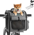 Dog Bike Front Basket, 4 in 1 Foldable Pet Backpack/Shoulder Bag/Auto Seat with Heavy-Duty L-Shaped Mount Φ3.15 in, Wate