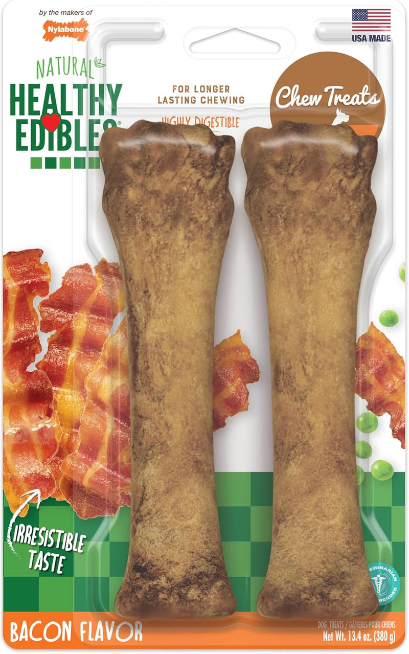 Nylabone Healthy Edibles Dog Treats, Bacon Flavor, X-Large, 2 Count