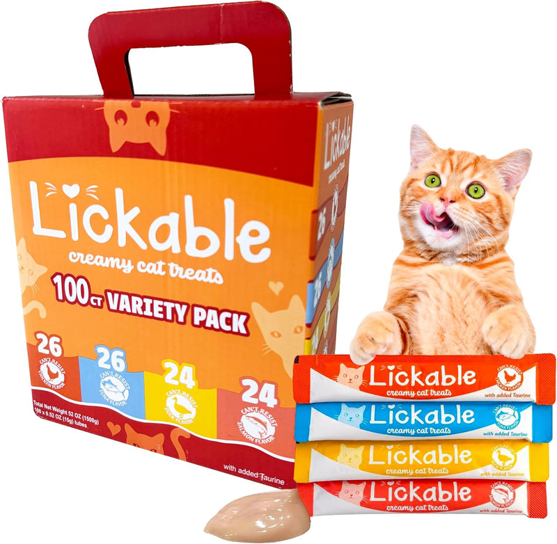 Fieldcrest Farms Lickable Cat Treats, 100 Count Variety Pack