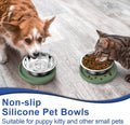 Arespark Pet Silicone Food Mat, 6in x 6in Set of 2 Nonslip Waterproof Feeding Bowl Mat with Raised Edges for Food and Wa