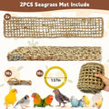 kathson 2 Pcs 29.5 x 7 Inches Large Bird Seagrass Mat, Bird Hammock for cage，Bird Seagrass Woven net，Climbing Rope Ladder with Hooks, Chew Toys for Pigeon Cockatiel Conure Budgie Cockatoo Rat Hamster