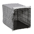 MidWest Homes for Pets Medium Dog Crate Cover with Teflon Fabric Protector, Poly-Cotton Privacy Kennel Cover Fits Most 30-inch Crates, Gray Designer Print, Washable, Reduces Barking