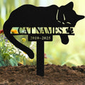 Qodwei Custom Sleeping Cat Grave Marker Outdoor, Personalized Metal Cat Memorial Grave Stake with Name and Date, Outdoor Waterrproof Cats Memorial Plaque