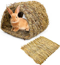 Hamiledyi Bunny Grass Tunnel,Rabbit Grass Bed,Natural Straw Woven Mat Winter Warm Hideaway Hut for Rabbit Gerbil Ferrets