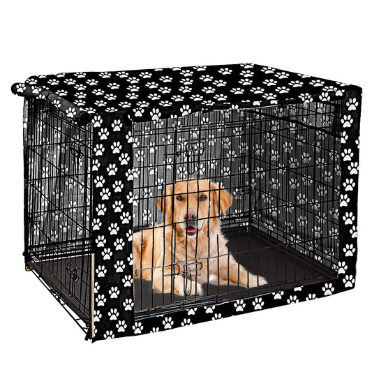 Pethiy Dog Crate Cover Durable Polyester Pet Kennel Cover Universal Fit for Wire Dog Crate - Fits Most 42 inch Dog Crates - Cover only-Black-42