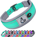 Joytale Dog Collar for Large Dogs, Neoprene Padded and Adjustable, Reflective Wide Heavy Duty Pet Collars with Durable Metal Belt Buckle for Walking, Teal, L