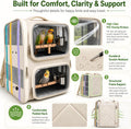 Dual-Level Bird Backpack, Portable Parrot Travel Cage with Removable Divider for 2-4 Small to Medium Birds or 1 Larger B