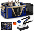 Expandable Extra Large Cat Carrier for 2 Cats with Litter Box for Kitten, Large Cat Small Dog Pet - Collapsible Double C