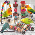 Bissap Bird Chew Toys, 7 Packs Parakeet Natural Wood Toys Parrot Hanging Cage Toy Perch Stand for Small Birds Conure Cockatiel Parrotlet Lovebird Budgie