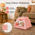 Pawstrip Dog Tent Indoor Cat House Pink Puppy Bed Portable Pet Teepe Princess Dog Camping Tent Outdoor Kitten Houses Cute Bunny Nest Girl Kitty Cave, Medium (15.7"x15.7"x14.6")