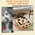 Cat Scratch Puzzle Enrichment Box with Bell Ball, Large Cat Nail File Enrichment Box with Sandpaper Liner, Stress-Free A