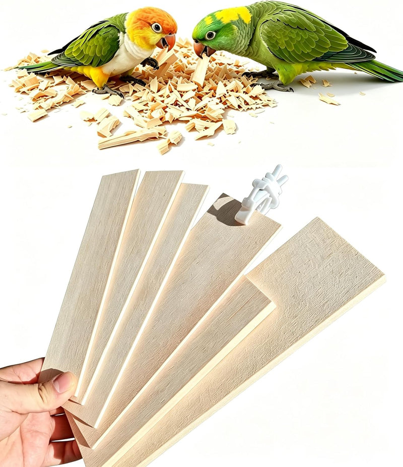Bird Chew Toys Large Untreated Balsa Wood 6 Pack with Mount Clip, Multi Size Thick Wood Slice, Bird Cage Accessories for