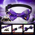 LLHK 4 Pack Halloween Cat Collar with Bow Tie and Bell,Breakaway Kitten Collar for Girl Boy Cats,Adjustable 7-12inch,for