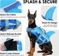 SUNFURA Dog Life Jacket - Shark Dog Life Vest for Swimming Boating, Reflective Lifejacket with High Buoyancy and Rescue Handle, Adjustable Lifesaver for Small Medium Large Breeds, Blue Camo L