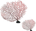 Zorfeter 2Pcs Red Sea Fan Coral Decorations, 11.8in+6.7in