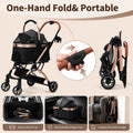 Dog Strollers for Small Dogs and Cats, 3-in-1 Pet Stroller with Removable Carrier, 4 Wheels One-Hand Fold Travel Carriag