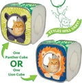 Kitty City Safari Jungle Pop-Up Cat Cube, Collapsible Indoor Cat Hideout & Play Cube with Peekaboo Openings, Easy Storag