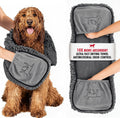 Tuff Pupper Quick Dry Towel for Dogs | Ultra Absorbent Microfiber Shammy | Extra Large 35x15 Size Dog Bath Towel | Comfortable Hand Pockets | Indoor Outdoor Use