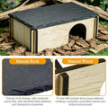 PINVNBY Bearded Dragon Basking Platform, Wood Reptile Hides and Caves, Crested Gecko Hide with Slate Rock, Leopard Gecko