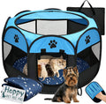 Whelping Box for Cats, Pop-up Playpen for Kittens and Mom with Washable Starry Moon Pad & Grooming Glove, 3-in-1 Portabl