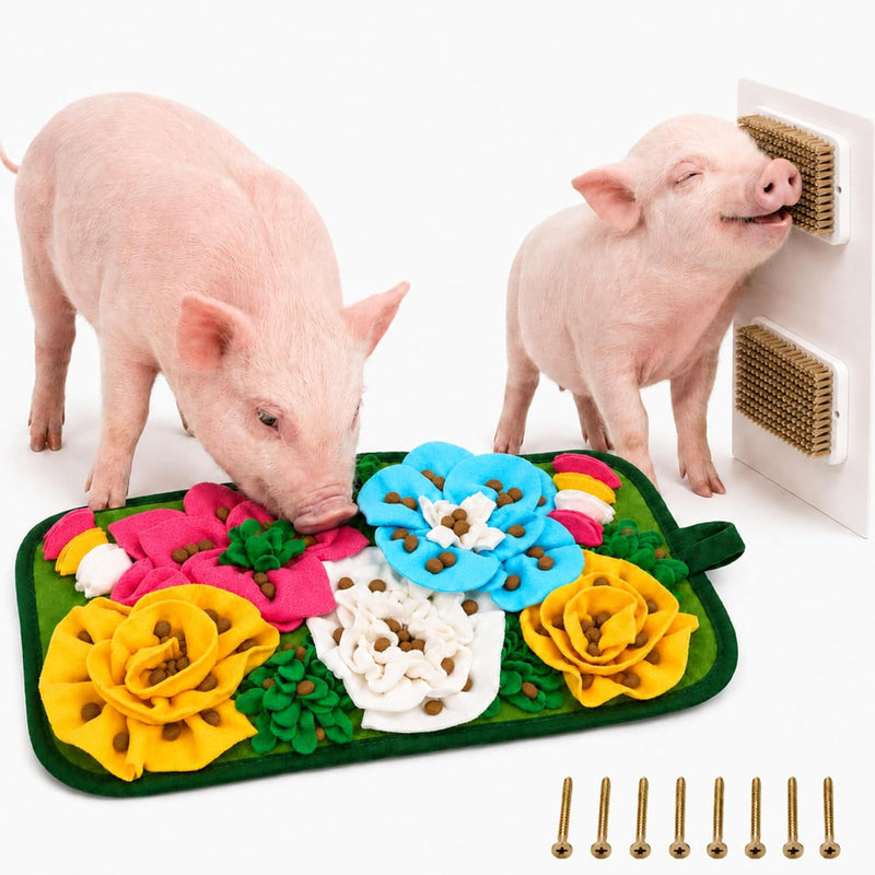 Pig Enrichment Foraging Mat Hair Brush, Pig Toys for Mini Pigs