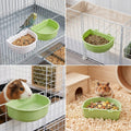 2PCS Pet Carrier Feeder, Hanging Pet Bowl Plastic Cage Cups, White Green