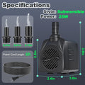 SongLong 400GPH Submersible Water Pump 6.5ft High Lift for Fountains