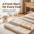 Pet Grooming Comb for Long Haired Cats and Dogs - Stainless Steel Pin Teeth Wooden Handle Fur Hair Brush - Removes and P